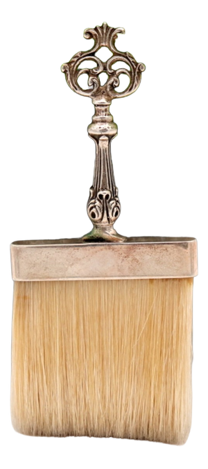 Silver Broom with Reliefs and Cutouts on the Handle