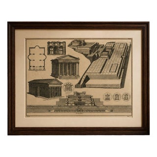 After Montfaucon, Antique Roman Temple Architecture & Archaeological Plan, 1721, Engraving For Sale