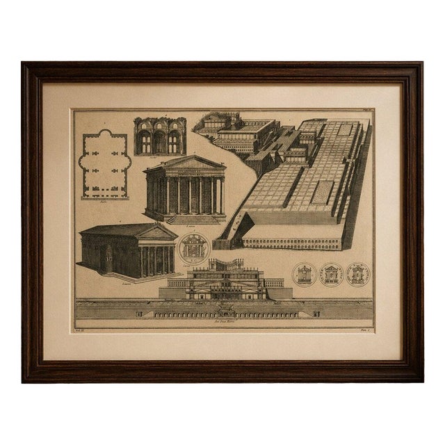 After Montfaucon, Antique Roman Temple Architecture & Archaeological Plan, 1721, Engraving For Sale