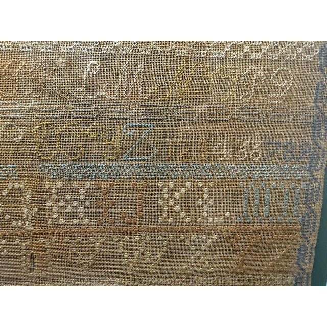 Large Antique Early 19th Century Handmade Embroidered Needlepoint Sampler Art For Sale - Image 14 of 16
