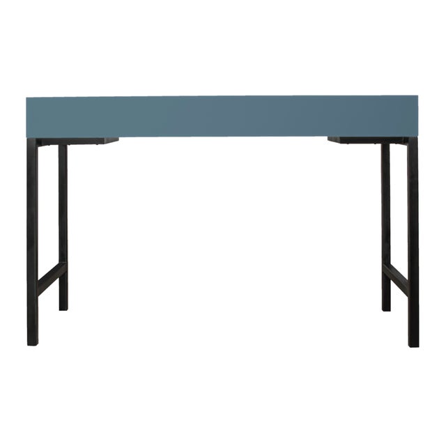Wood Maple Writing Desk - Regatta Blue For Sale - Image 7 of 8