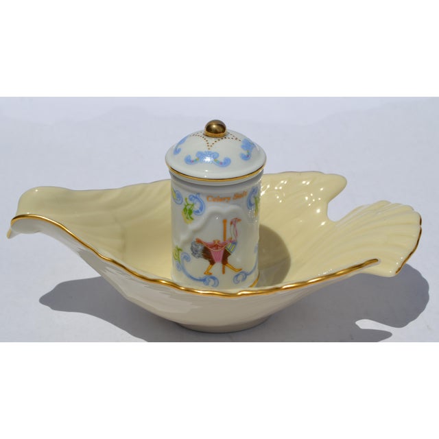 Lenox 1980s Lenox Dove Collection Open Candy Dish Fine Bone Ceramic Porcelain Gold Trim For Sale - Image 4 of 13