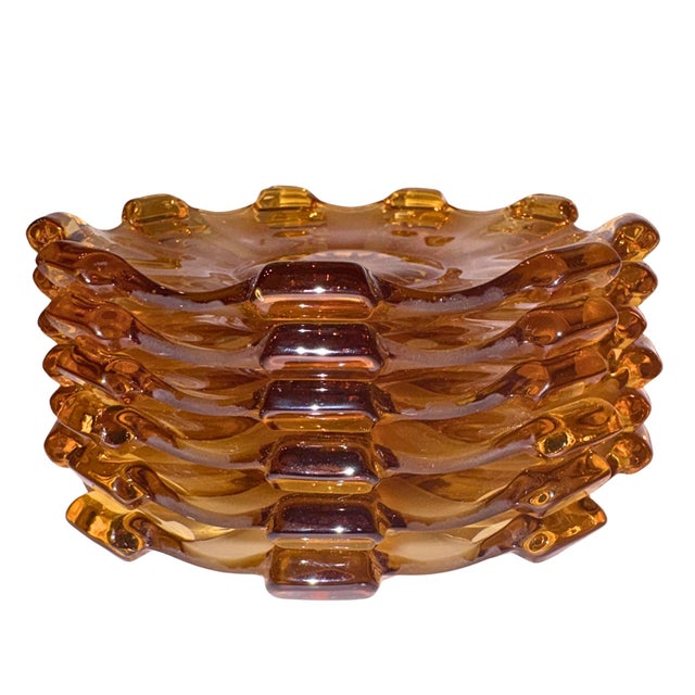 Art Deco 1920s Art Deco Rosice Sklo Union by Stölzle Dessert Plates - Set of 6 For Sale - Image 3 of 7