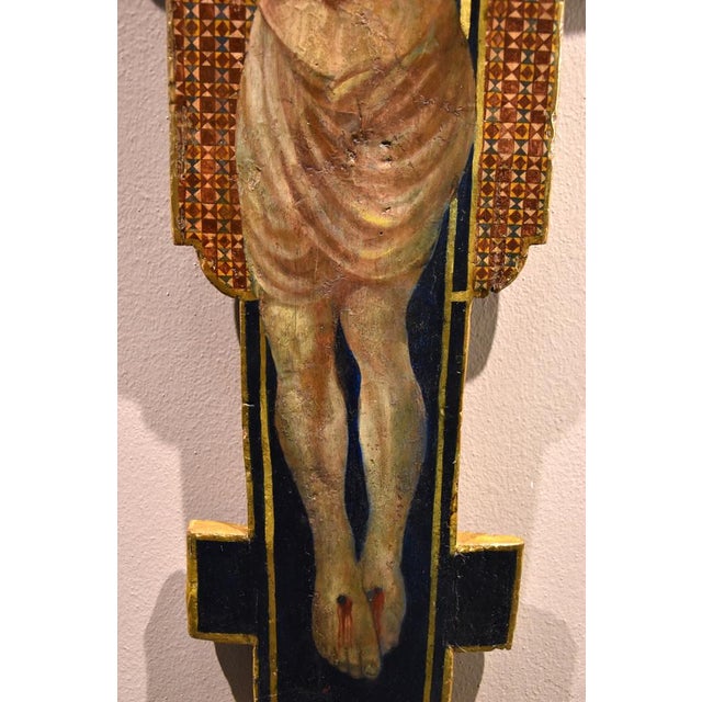 Religious Artist, 14th Century Style Crucifix, Tempera on Panel For Sale - Image 8 of 16