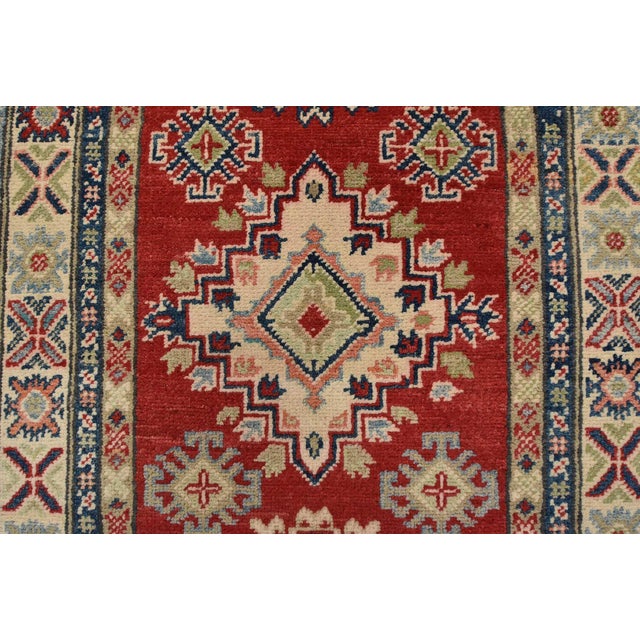 Red Kazak Runner 2’8” X 6’6” Red Wool Tribal Hand-Knotted Oriental Rug For Sale - Image 8 of 12