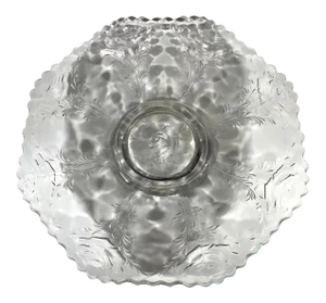 Vintage Pressed Depression Glass Hexagon Pedestal With Roses Cake Stand