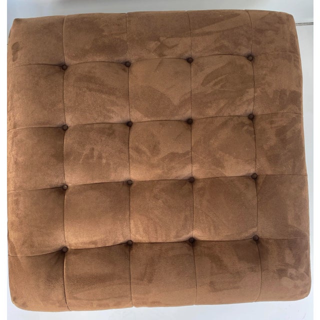 1980s Vintage Post Modern Lucite and Suede Large Ottomans - Pair For Sale In Miami - Image 6 of 11