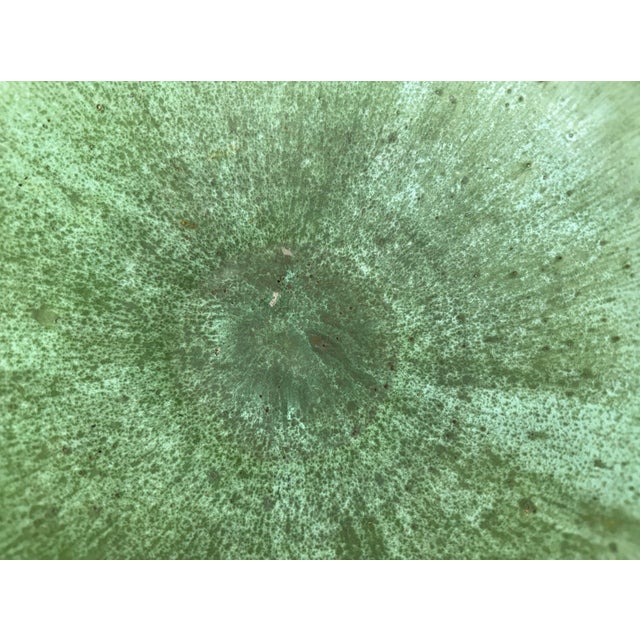 Large Antique Handmade North Carolina Us Green Glaze Centerpiece Pottery Bowl For Sale - Image 10 of 14