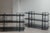 Postmodern shelving units manufactured in Germany around 1980. The units feature a black lacquered steel frame, which you...