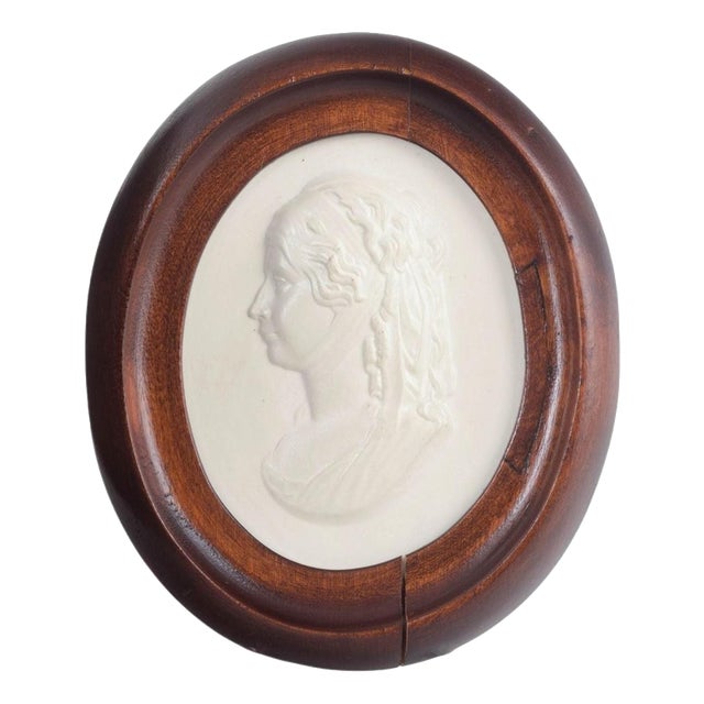 Oval Relief Plaque in Biscuit Porcelain with Female Profile Portrait by Meissen, 1970s For Sale