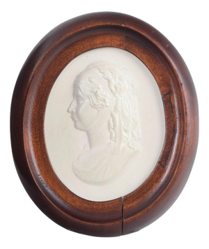 Oval Relief Plaque in Biscuit Porcelain with Female Profile Portrait by Meissen, 1970s