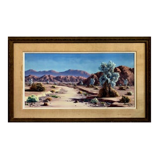 Desert Landscape With Smoke Trees by Western Painter Darwin Y. Taylor For Sale