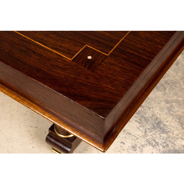 Wood Art Deco Rosewood and Brass Dining Table, Jules Leleu Style, 1930s For Sale - Image 7 of 18