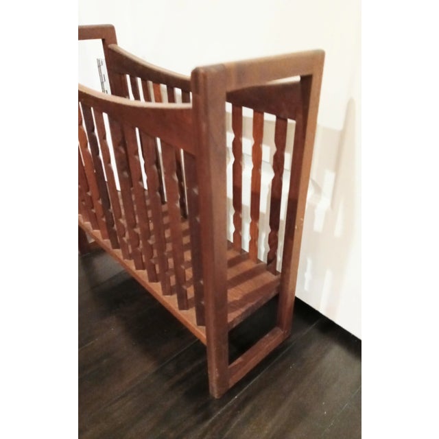 Vintage Wood Mid Century Modern Large Magazine Rack Holder For Sale - Image 4 of 5