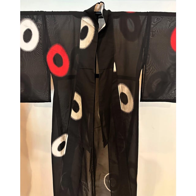 Vintage Japanese Gauze Kimono with Embroidery Modern Design For Sale - Image 17 of 18