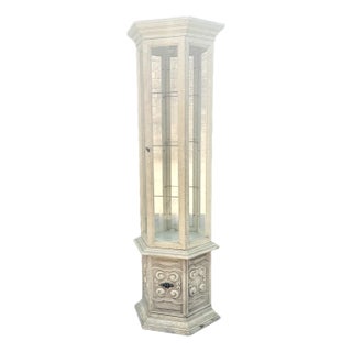1970s Petite Vintage Lighted Curio Display Cabinet For Sale