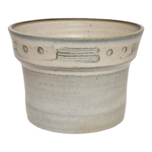 Vintage Pale Blue Matte Glazed Incised Ceramic Planter by Deanna Nichols