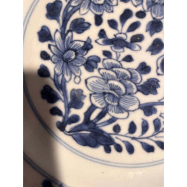 18th C Chinese Export Blue White Porcelain Plate 9" Floral Medallion Qing Stand For Sale In San Francisco - Image 6 of 6