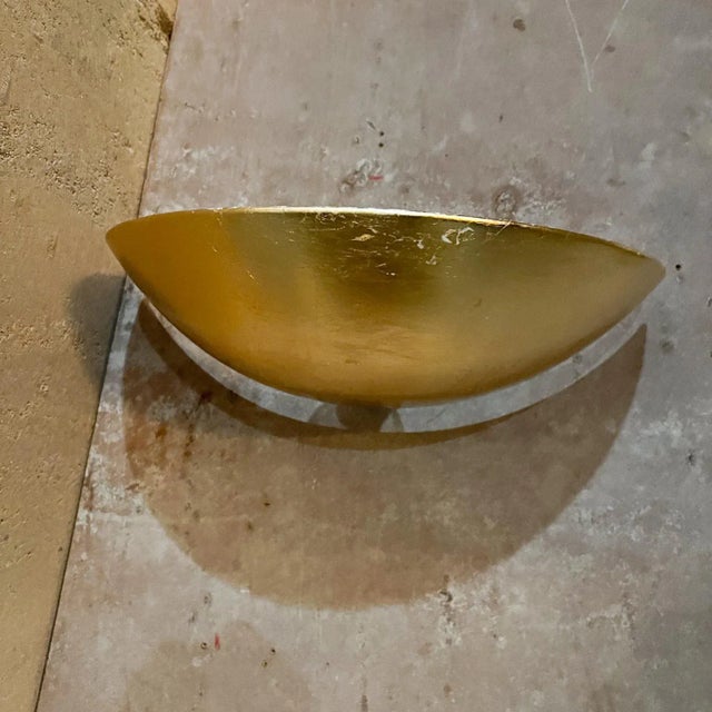 AMBIANIC presents 1960s Atomic Modern Gold Leaf Demilune Wall Sconce Pair Material Metal Shade with Gold Leaf 9 D x 15.38...