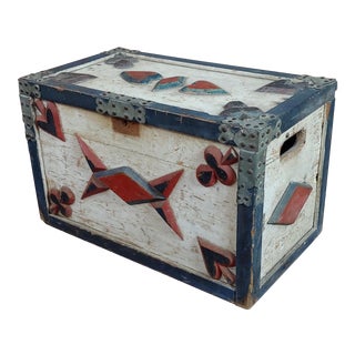19th Century Americana Painted Trunk For Sale