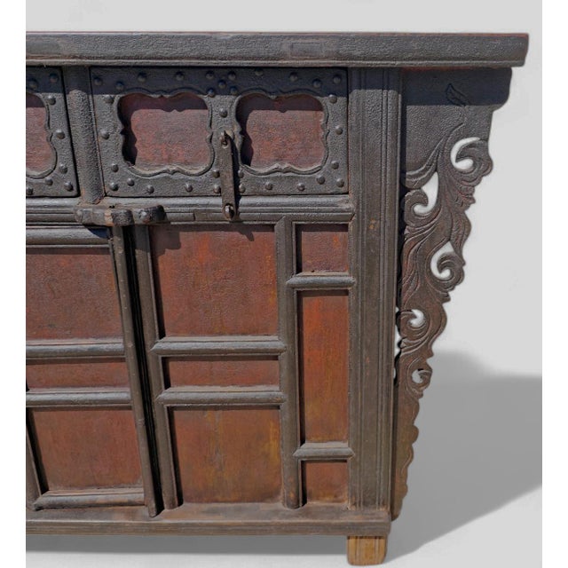 Late 18th Century Antique Red Asian Sideboard For Sale In Greensboro - Image 6 of 9