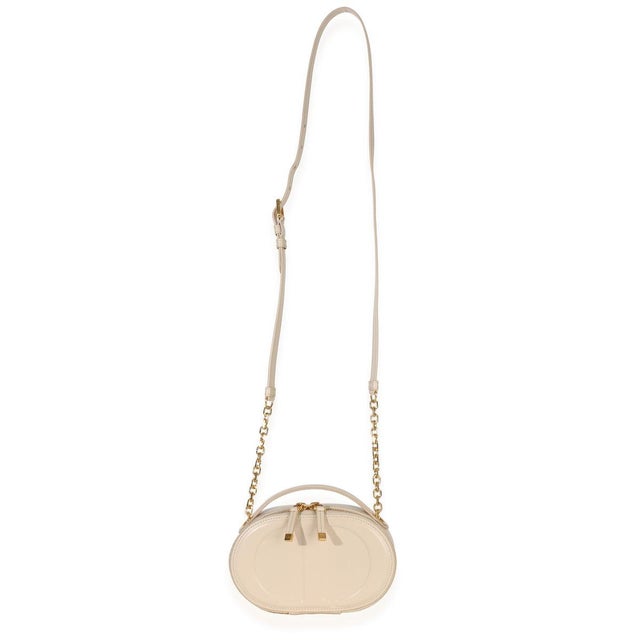 Beige Cream Calfskin CD Signature Oval Crossbody Camera Bag For Sale - Image 8 of 9