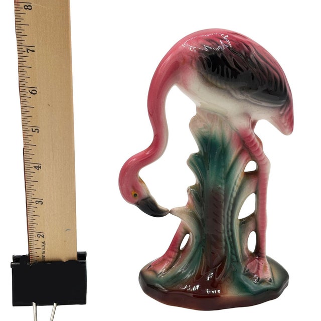 1950s Atomic California Pottery Ceramic Grazing Tropical Pink Flamingo Figurine Statue For Sale - Image 10 of 10