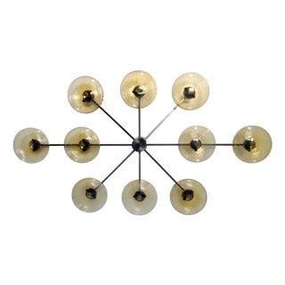 21st Century Dieci Satin Black Nickel Amber Bubbles Murano Flush Mount by Fabio LTD For Sale