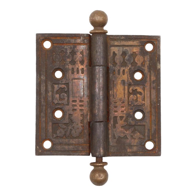 Vintage Aesthetic 3.5 X 3.5 In. Brass Plated Steel Door Hinge For Sale
