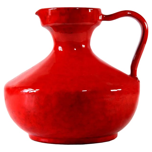 Large Italian Red Glazed Ceramic Vase, 1960s For Sale