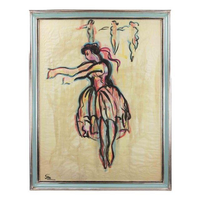 Sirio Pellegrini, Ballerina, Watercolor, 1960s For Sale
