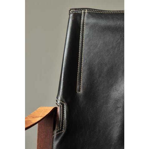 Black Safari Lounge Chairs in Black Leather and Ash attributed to Kaare Klint for Rud. Rasmussen, 1950s, Set of 2 For Sale - Image 8 of 18