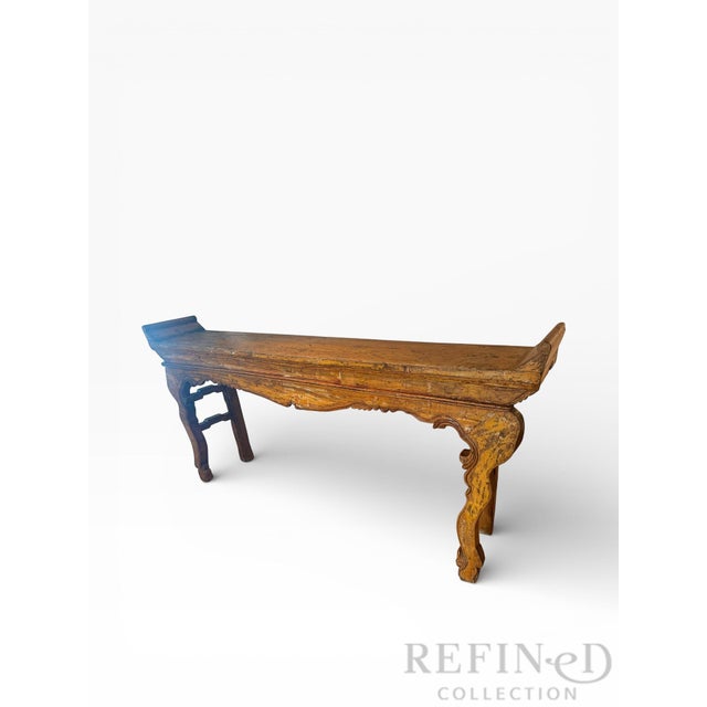 Chinese Mid-20th Century Chinese Altar Console Table With Distressed Lacquer Patina For Sale - Image 3 of 14