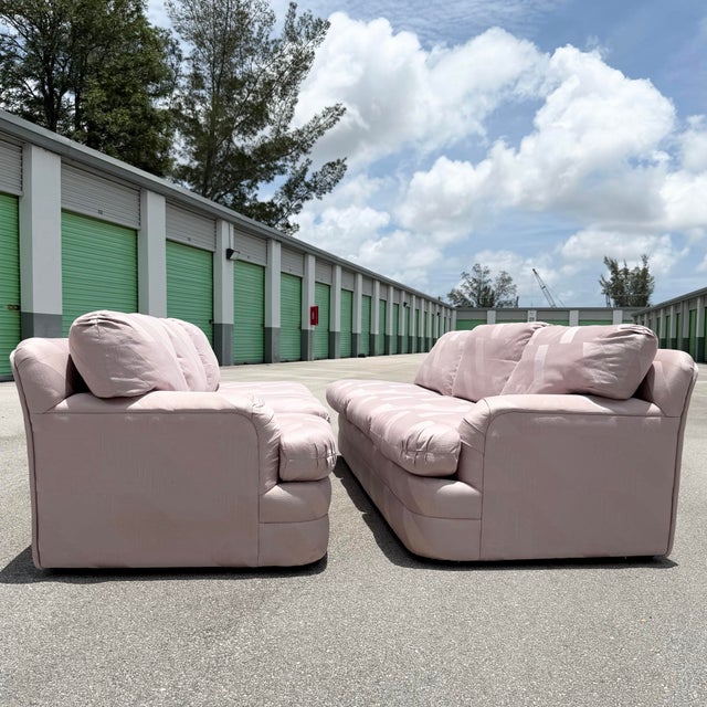 Textile Postmodern Mauve/Pink Sectional Sofa - 2 Pieces For Sale - Image 7 of 12