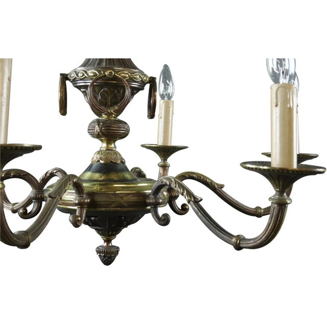 1950 Vintage French Metal 6 Light Chandelier For Sale - Image 4 of 7