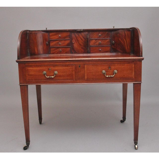Brown Mahogany Tambour Desk, 1820s For Sale - Image 8 of 11