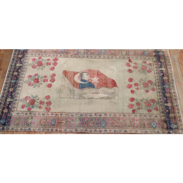 Mid 20th Century Turkish President Ataturk Rug - 4'4" x 7' For Sale - Image 10 of 18