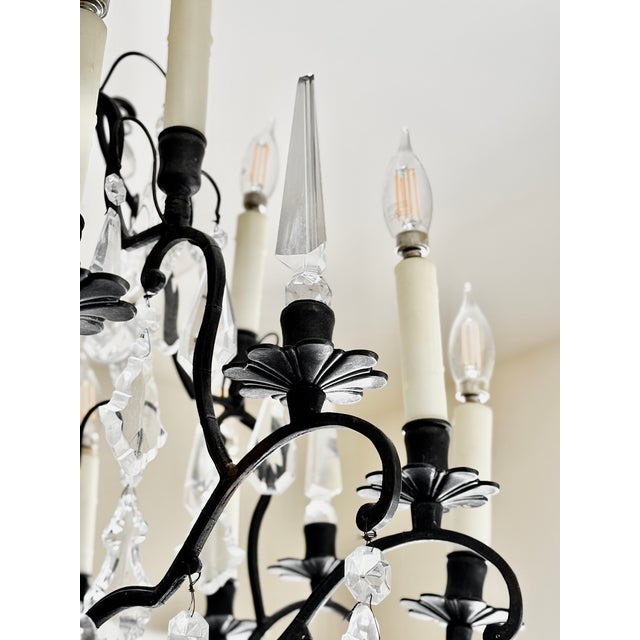 Metal Late 19th Century French Louis XV Style Bronze and Crystal Chandelier For Sale - Image 7 of 18