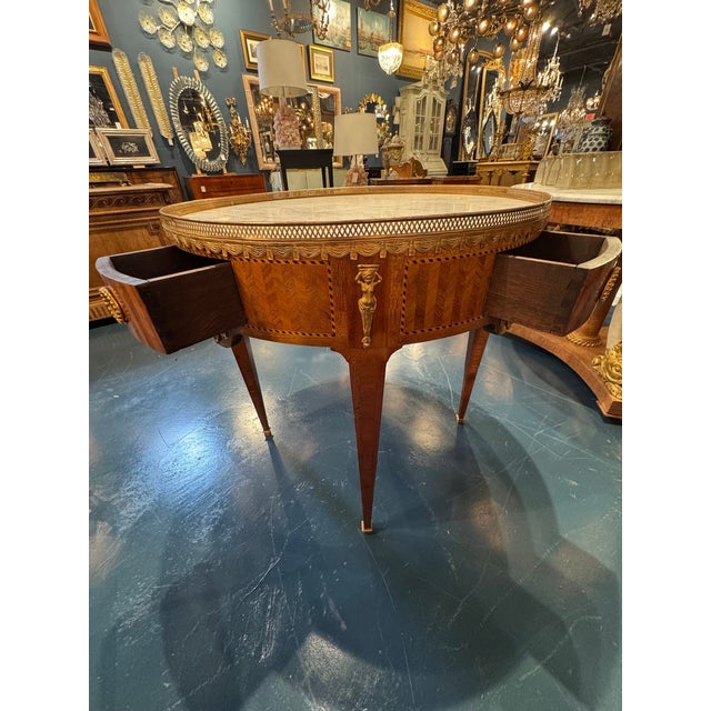 Wood 19th C. French Louis XVI Inlaid Center Table For Sale - Image 7 of 7
