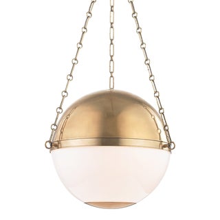 Hudson Valley Lighting Mark D. Sikes Sphere No.2 3-Light Large Pendant, Aged Brass For Sale