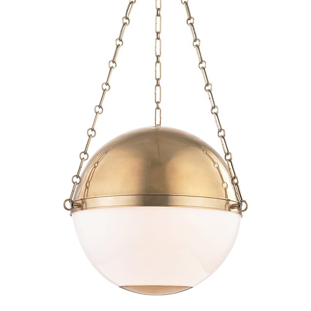 Hudson Valley Lighting Mark D. Sikes Sphere No.2 3-Light Large Pendant, Aged Brass For Sale