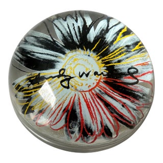 Andy Warhol Rosenthal Daisies Black/Yellow/Red Paperweight 3.35”, 487g Orig Box For Sale
