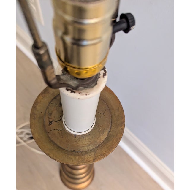 Antique French Brass Pascal Church Altar Candlestick Lamp 32" For Sale - Image 13 of 15