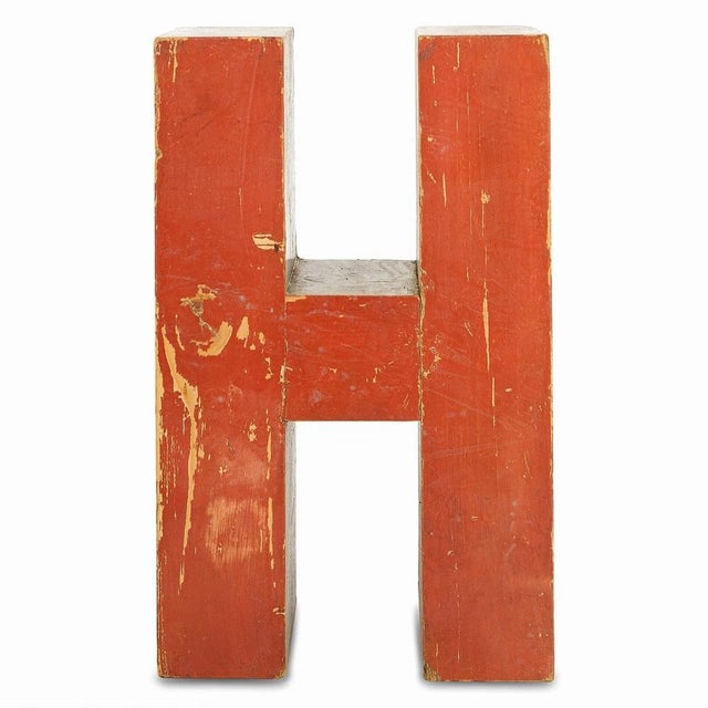 Vintage Wooden Letter H, 1990s For Sale - Image 4 of 10
