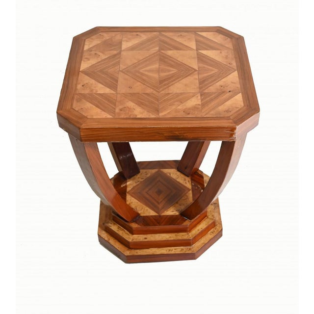 Gorgeous art deco style side table with hexagonal inlay designs Clean and minimal design perfect for contemporary...