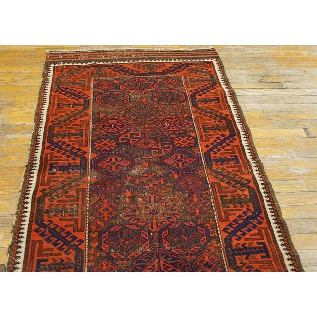 Late 19th Century N.E. Persian Baluch Carpet ( 3'1" x 5'8" - 94 x 173 ) Baluch A name given to (mostly) pile rugs woven by...