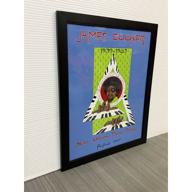 Design Plus Gallery presents a Framed James Booker “New Orleans Piano Prince” Festival Poster Print by Lolet Boutté....