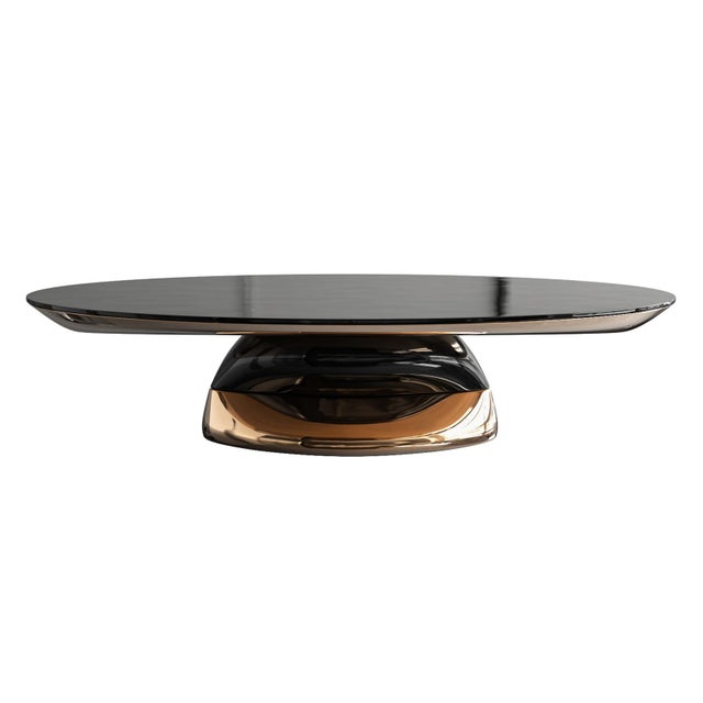 "Modena" Coffee Table With Bronze and Stainless Steel For Sale - Image 4 of 8