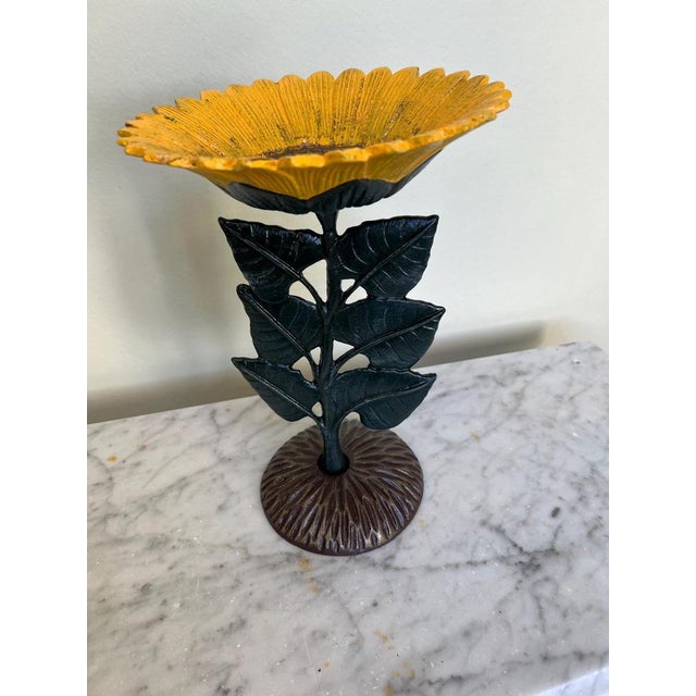 Cast Iron Sunflower Ornamental Garden Bird Bath For Sale - Image 3 of 6