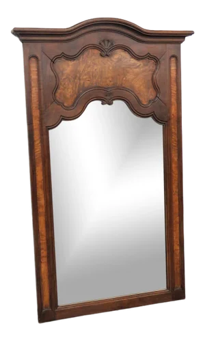 Tall French Regency Louis XV Burled Walnut Buffet Wall Mantle Mantel Mirror